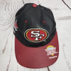 Drew Pearson San Francisco Black Leather  49ers Super Bowl Champions Hat